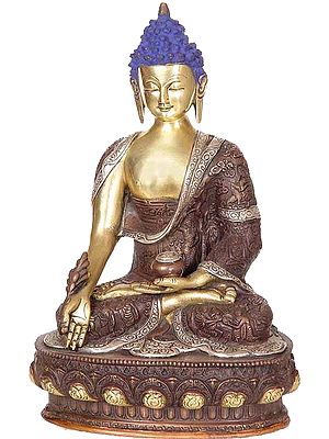 13" Tibetan Buddhist God Medicine Buddha In Brass | Handmade | Made In India