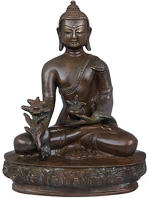 9" Tibetan Buddhist Deity Medicine Buddha Statue in Brass | Handmade | Made in India