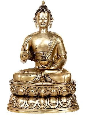 36" Large Size Gautam Buddha Preaching His Dharma In Brass | Handmade | Made In India