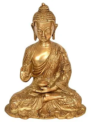 7" Buddha, Generous With Blessings In Brass | Handmade | Made In India