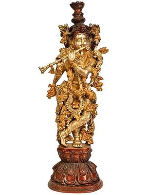 24" Murli Krishna In Brass | Handmade | Made In India