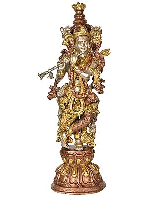 24" Murli Krishna In Brass | Handmade | Made In India