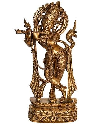 22" Venugopala Wearing Khadau (Flute Playing Krishna) In Brass | Handmade | Made In India
