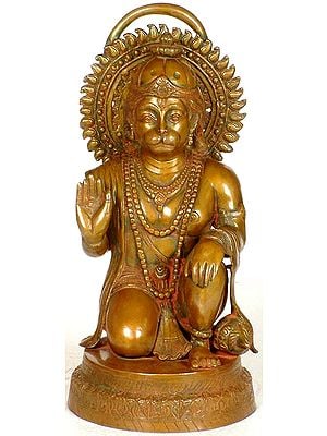 19" Blessing Hanuman In Brass | Handmade | Made In India