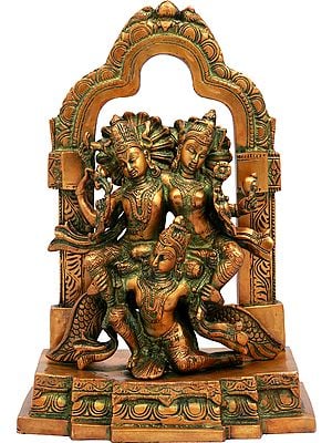 12" Lakshmi-Narayana, Borne By Garuda In Brass | Handmade | Made In India