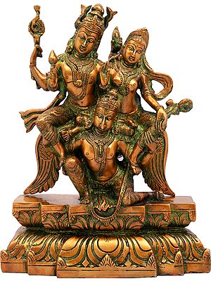 12" Garuda Carrying Vishnu & Lakshmi – Majestic Brass Sculpture of Divine Grace | Handmade in India