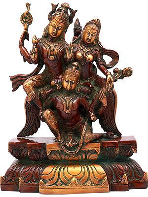 12" Garuda Carrying Vishnu & Lakshmi – Majestic Brass Sculpture of Divine Grace | Handmade in India