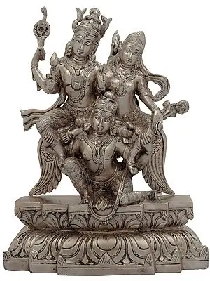 12" Garuda Carrying Vishnu & Lakshmi – Majestic Brass Sculpture of Divine Grace | Handmade in India