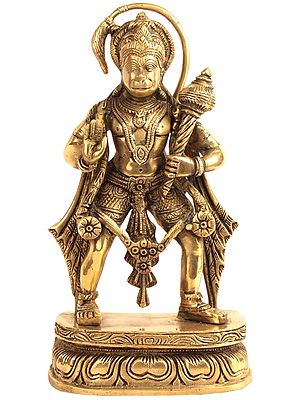 11" Divine Strength of Hanuman Statue in Brass | Handmade in India