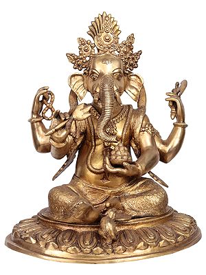 16" Lord Ganesha Brass Statue – Unique Nepalese Art | Handmade in India