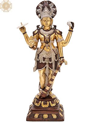 42" Bhagawan Vishnu Brass Statue – The Supreme Preserver of the Universe | Handmade in India
