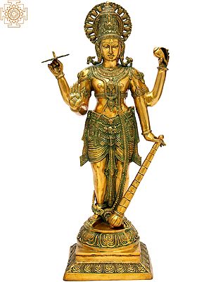 42" Bhagawan Vishnu Brass Statue – The Supreme Preserver of the Universe | Handmade in India