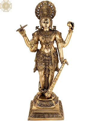 42" Bhagawan Vishnu Brass Statue – The Supreme Preserver of the Universe | Handmade in India