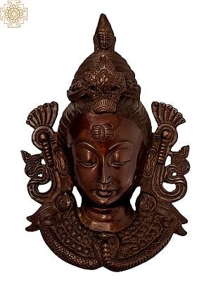 10" Lord Shiva Wall Hanging Mask in Brass | Handmade | Made in India