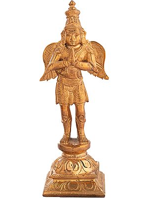 Garuda, In Obeisance to Lord Vishnu | Handmade | Madhuchista Vidhana (Lost-Wax) | Panchaloha Bronze from Swamimalai