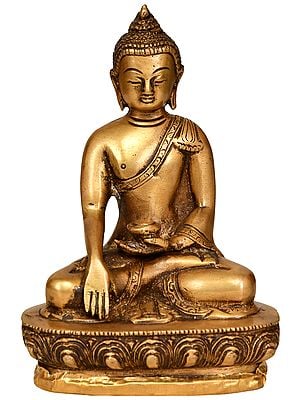 5" Buddha Idol in Bhumisparsha Mudra In Brass | Handmade | Made In India