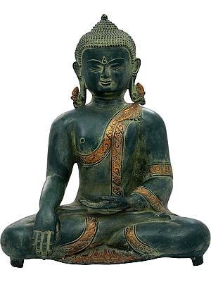 16" The Buddha In Bhumisparsha Mudra, At The Juncture Of Enlightenment In Brass | Handmade | Made In India