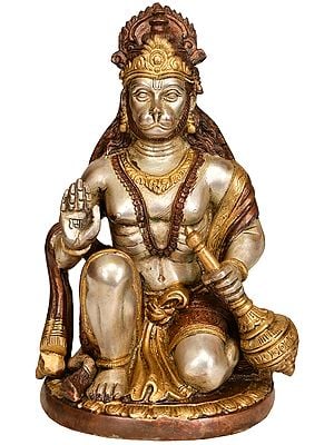 9" Blessing Lord Hanuman In Brass | Handmade | Made In India