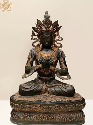 33" Large Size Crown Buddha In Brass