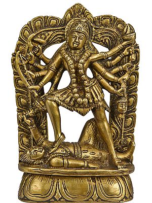 6" The Beauty Of Dashabhuja Kali in Brass | Handmade | Made In India