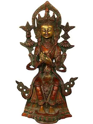 9" Tibetan Buddhist Deity Maitreya Buddha In Brass | Handmade | Made In India