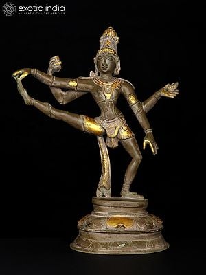 14" Shiva-The Dancer in One Leg Raised Mudra In Brass | Handmade | Made In India