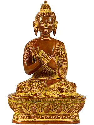 7" Buddha In The Dharmachakra Mudra In Brass | Handmade | Made In India