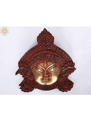 11" Goddess Kali Countenance Wall-hanging in Brass | Handmade | Made in India