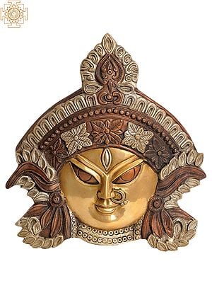 11" Goddess Kali Countenance Wall-hanging in Brass | Handmade | Made in India