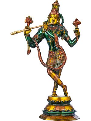 18" Cosmic Form of Lord Krishna Brass Statue | Handmade | Made in India