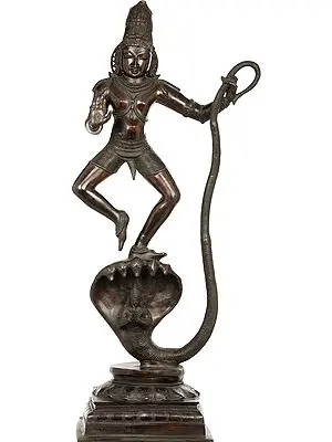 40" Shri Krishna Triumphs Over Kaliya In Brass | Handmade | Made In India