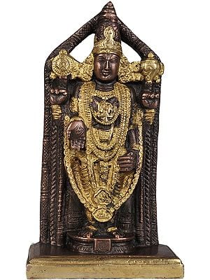 8" Lord Venkateshvara, Heavily Ornamented in Brass | Handmade | Made In India