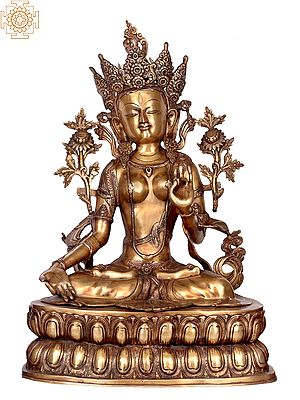 34" Large Size Tibetan Buddhist Goddess White Tara In Brass | Handmade | Made In India