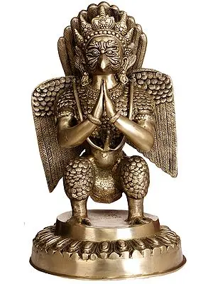 17" Garuda In Namaskaaram Mudra In Brass | Handmade | Made In India