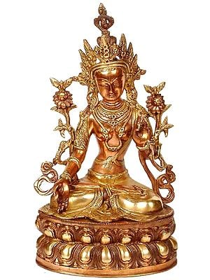 14" White Tara, Beloved Of Her Devotees In Brass | Handmade | Made In India