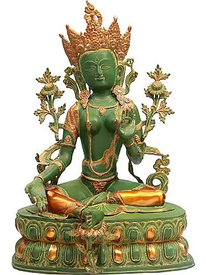 34" The Majestic Green Tara In Brass | Handmade | Made In India
