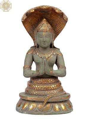8" Patanjali Brass Statue Avatar of Sheshnag | Handmade | Made in India