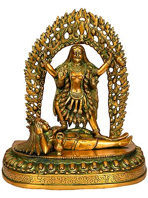 12" The Heavenly Ferocity Of Kali-Ma | Goddess Kali In Brass | Handmade | Made In India