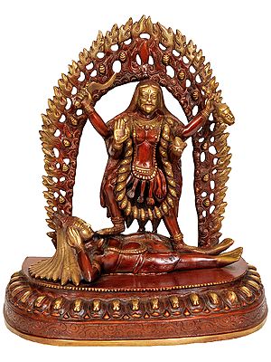 12" The Heavenly Ferocity Of Kali-Ma | Goddess Kali In Brass | Handmade | Made In India