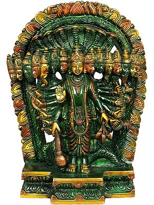 11" Lord Vishnu's Vishva-roop Brass Idol | Handmade | Made in India