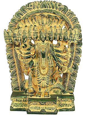 11" Lord Vishnu's Vishva-roop Brass Idol | Handmade | Made in India
