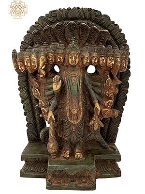 11" Vishnuji, His Cosmic Magnification In Brass | Handmade | Made In India