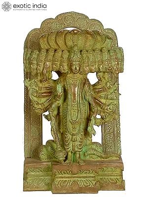 14" The Cosmic Magnification of Vishnu Brass Sculpture | Handmade | Made in India