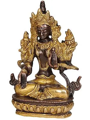 5" White Tara, The All-encompassing Tibetan Buddhist Deity In Brass | Handmade | Made In India