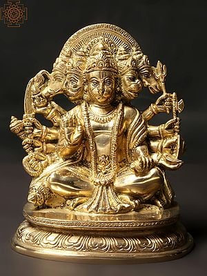 6" Brass Panchamukhi Hanuman Statue | Handmade | Made in India