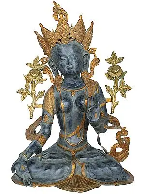 27" Seated Bodhisattva Devi White Tara In Brass | Handmade | Made In India