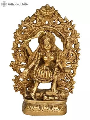 7" The Ferocious Beauty Of Kali In Brass | Handmade | Made In India