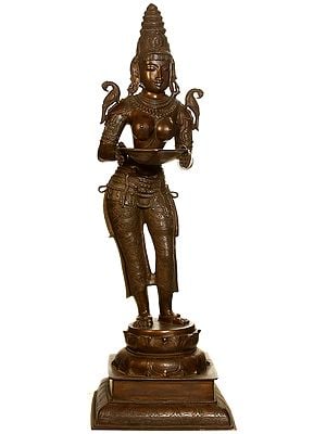 51" The Welcoming Deepalakshmi In Brass | Handmade | Made In India