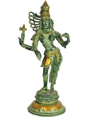 16" Ardhanarishvara Statue in Brass | Handmade Shiva-Shakti Idol | Made in India