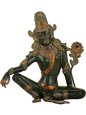 11" Seated Avalokiteshvara In Brass | Handmade | Made In India
